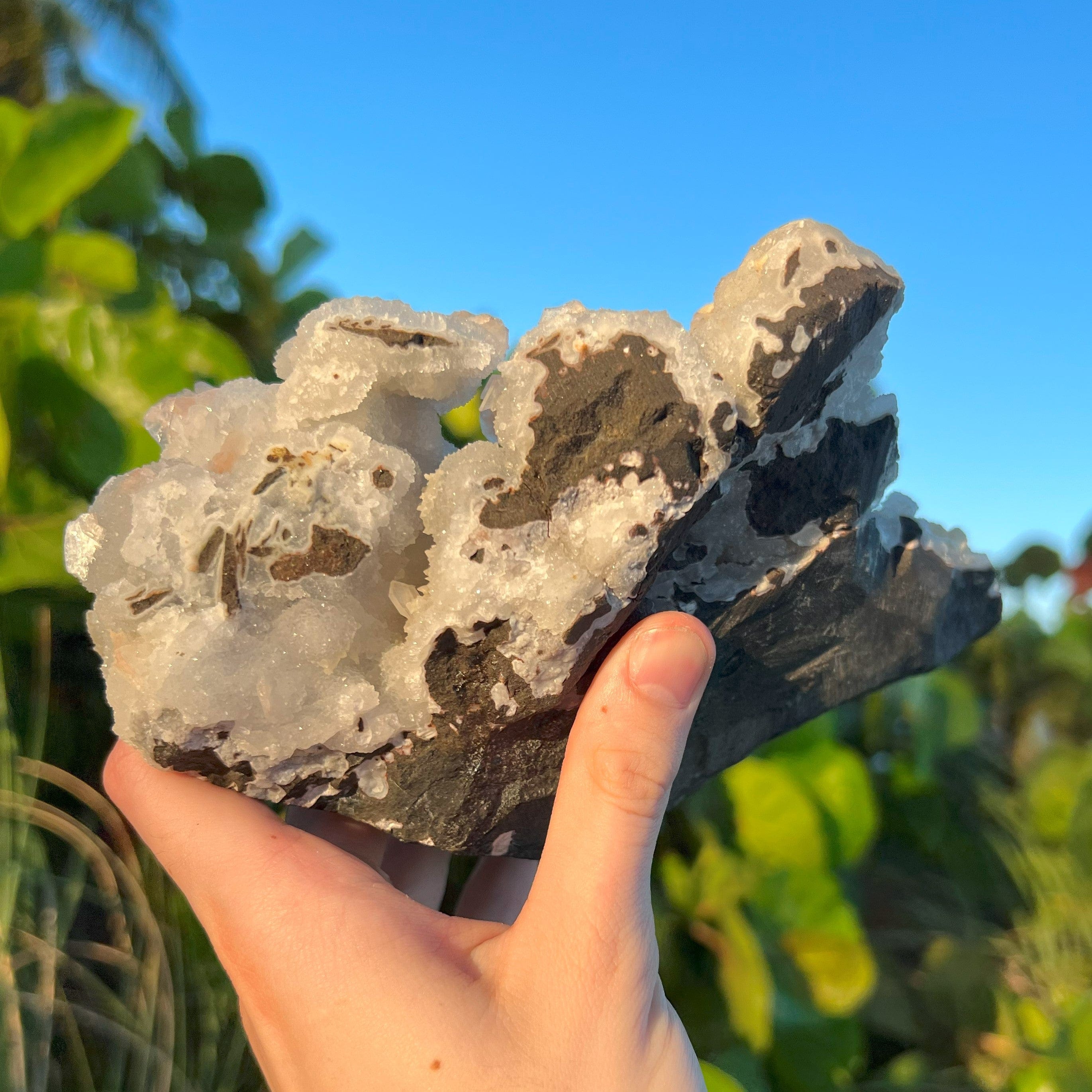 Large Yellow Stilbite On Calcite Druzy