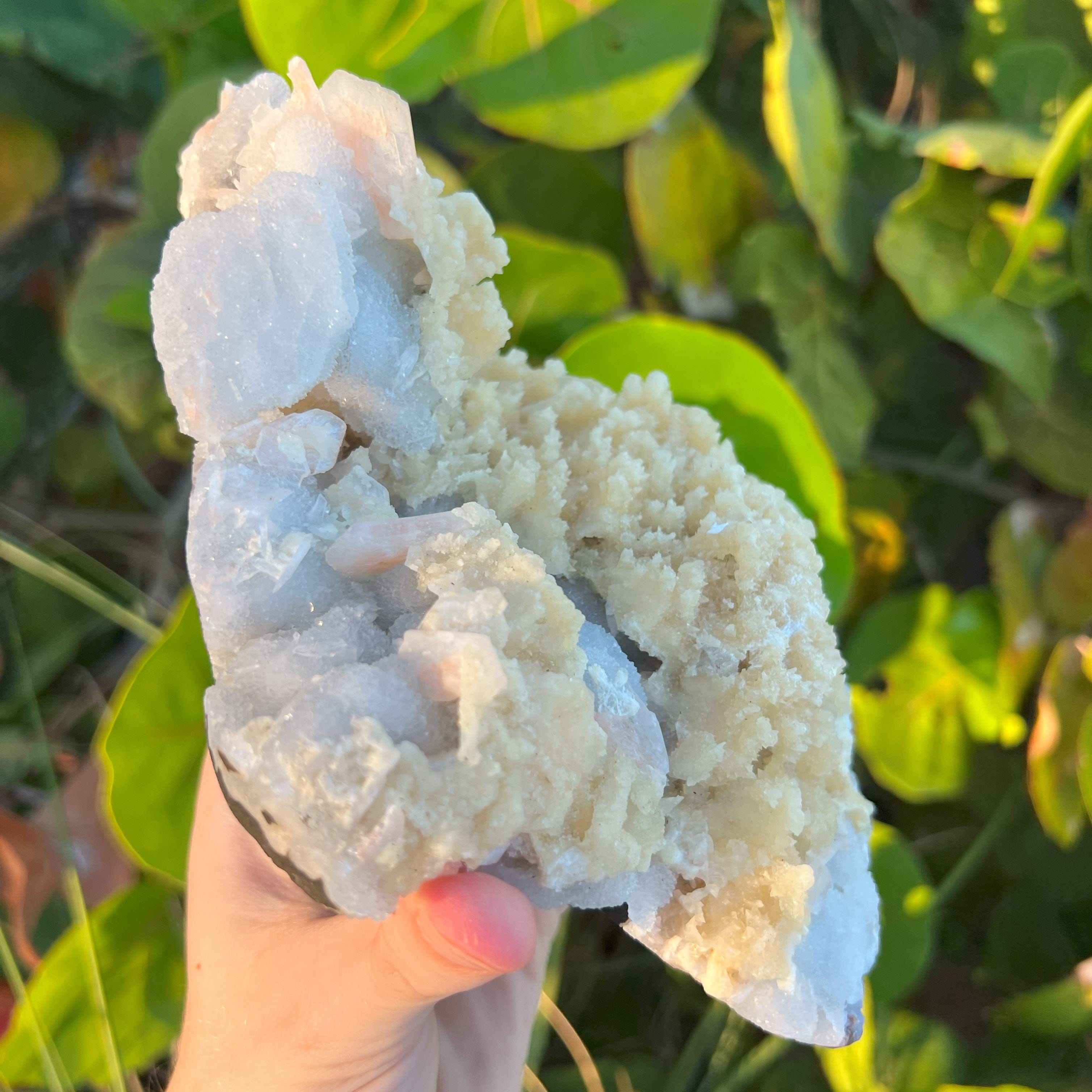 Large Yellow Stilbite On Calcite Druzy