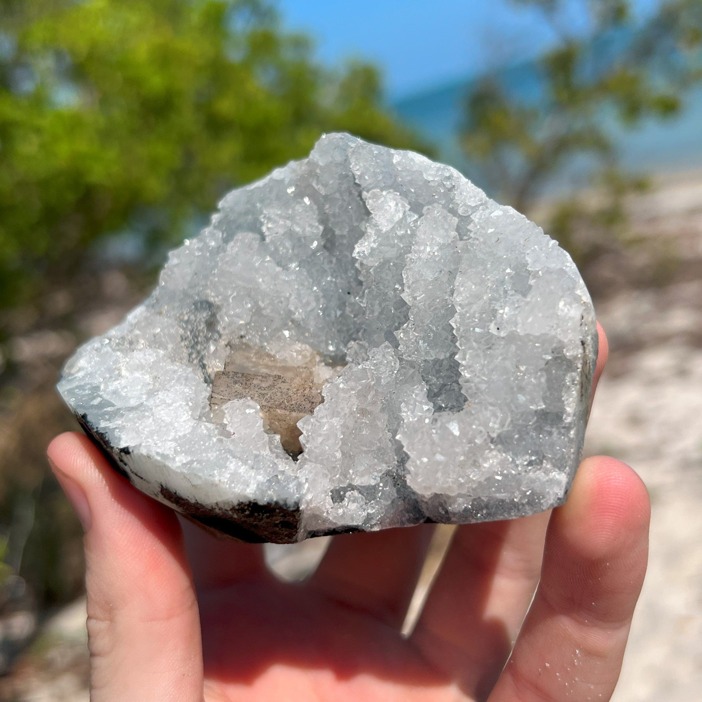 Gray Fluorite Druzy Geode